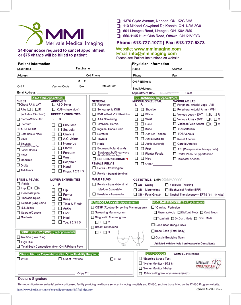 MMI Imaging Requisition Page 1